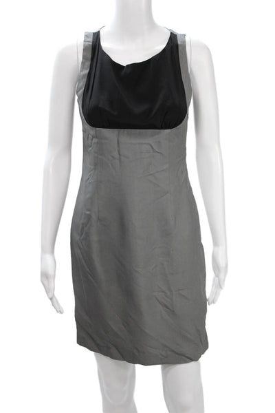 Rag & Bone Women Sheath Mini Dress Black Silk Round Neck Sleeveless Zip Size 2