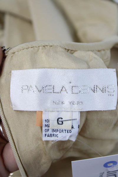 Pamela Dennis Women Beige Silk Sheath Dress Size 6