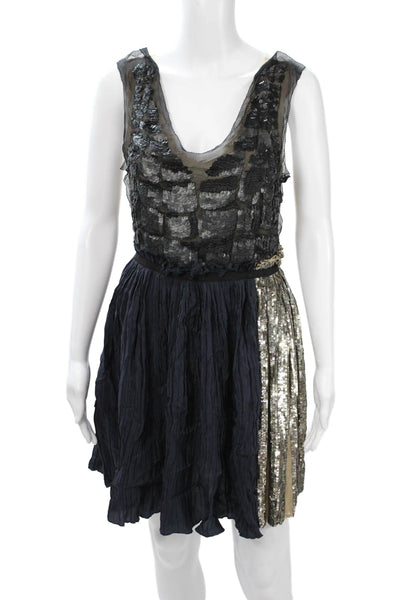 3.1 Phillip Lim Womens Silk V-Neck Mini Dress Black Sleeveless Tie Waist Size 2