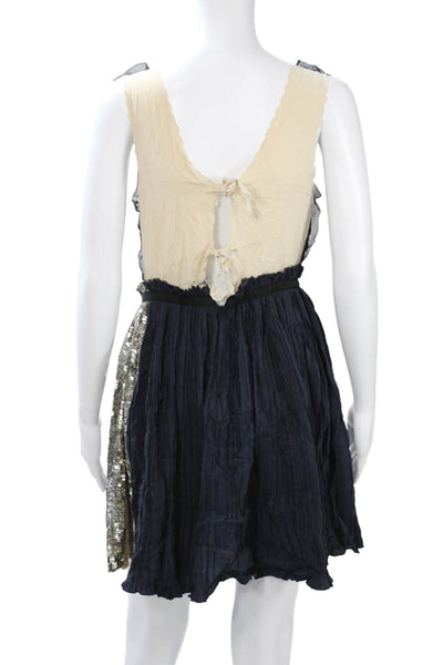3.1 Phillip Lim Womens Silk V-Neck Mini Dress Black Sleeveless Tie Waist Size 2
