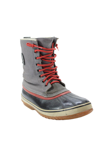 Sorel Mens Lace Up Waterproof Duck Ankle Boots Grey Black Size 10