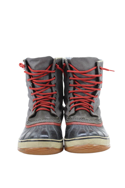 Sorel Mens Lace Up Waterproof Duck Ankle Boots Grey Black Size 10