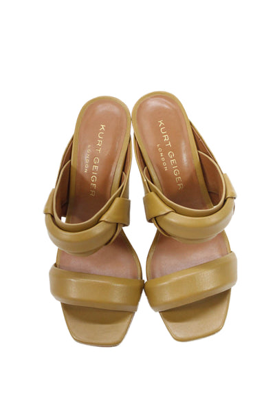 Kurt Geiger London Womens Brandy Leather Slip-On Heeled Sandals Brown Size 7