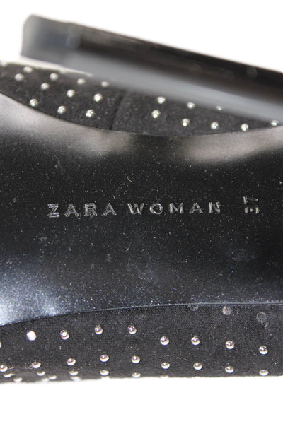 Zara Woman Womens Studded Pointed Toe Pump High Heels Black Size 7
