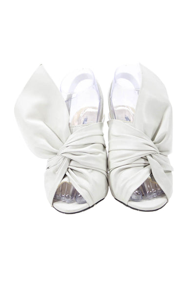 Zara Basic Womens Bow Detail Slingback Stiletto High Heels Cream Size 7