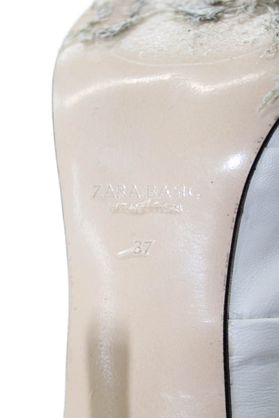 Zara Basic Womens Bow Detail Slingback Stiletto High Heels Cream Size 7