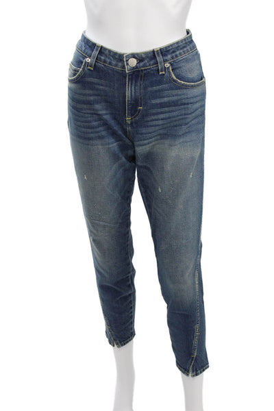 Amo Womens Ankle Cropped Dark Blue Mid Rise Jeans Size 29