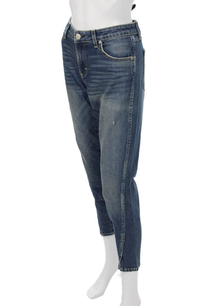 Amo Womens Ankle Cropped Dark Blue Mid Rise Jeans Size 29