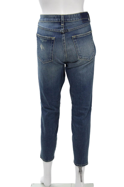 Amo Womens Ankle Cropped Dark Blue Mid Rise Jeans Size 29