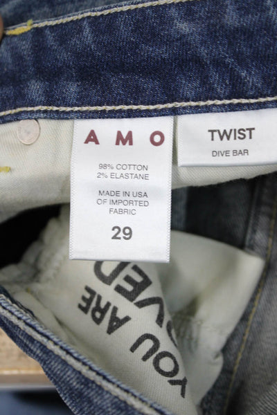 Amo Womens Ankle Cropped Dark Blue Mid Rise Jeans Size 29