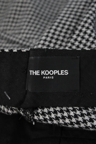 The Kooples Womens Black Cropped Ankle Dress Pants Wool Check Button Size 34