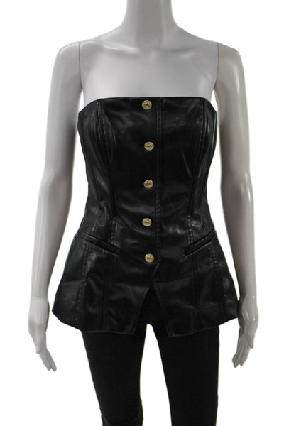 Cami NYC Women Biker Sleeveless Button-Up Top Black Size 6