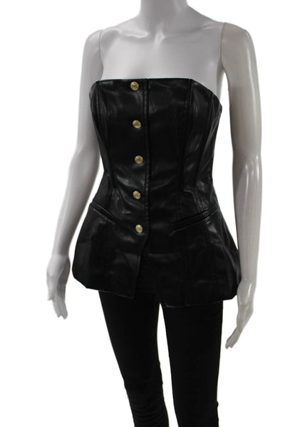 Cami NYC Women Biker Sleeveless Button-Up Top Black Size 6