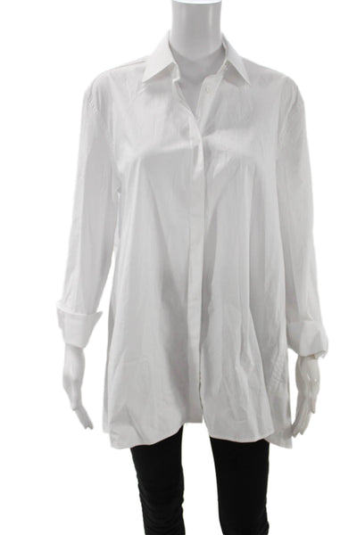Ronny Kobo Womens White Cotton Collared Button-Up Blouse Long Sleeve Size XS