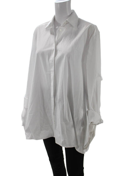 Ronny Kobo Womens White Cotton Collared Button-Up Blouse Long Sleeve Size XS