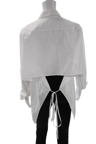 Ronny Kobo Womens White Cotton Collared Button-Up Blouse Long Sleeve Size XS