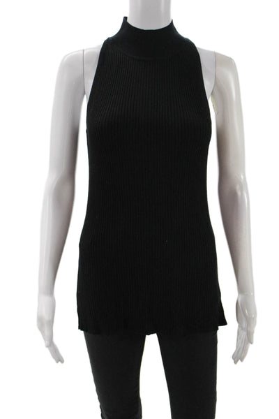 Bailey 44 Women Sleeveless Mock Neck Tunic Tank Black Cotton Size L