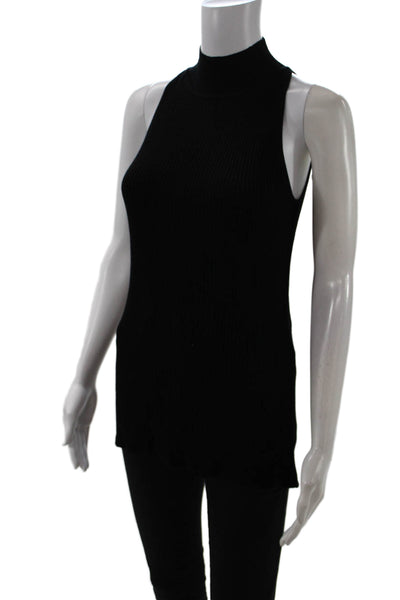 Bailey 44 Women Sleeveless Mock Neck Tunic Tank Black Cotton Size L