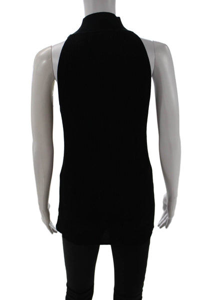 Bailey 44 Women Sleeveless Mock Neck Tunic Tank Black Cotton Size L