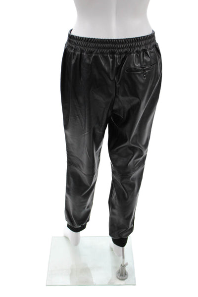 ATM Unisex Black Jogger Pants Button Closure 100% Polyurethane Solid Size M