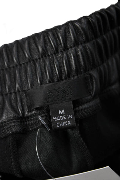 ATM Unisex Black Jogger Pants Button Closure 100% Polyurethane Solid Size M