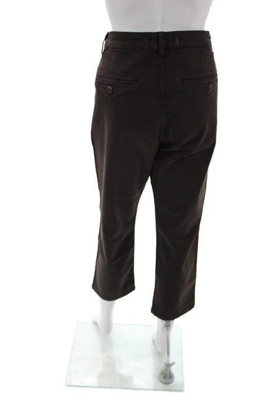 Amo Unisex Ankle Cropped Brown Pants Button Solid Designer Size 29