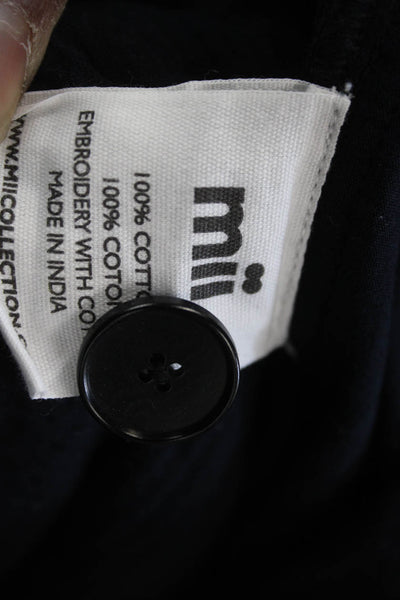 Mii Womens Cropped Black Cotton Pants Button Size XS