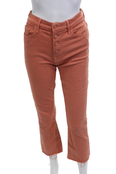 Mother Womens Cropped Ankle Pants Orange Mid-Rise 60% Cupro Size 27