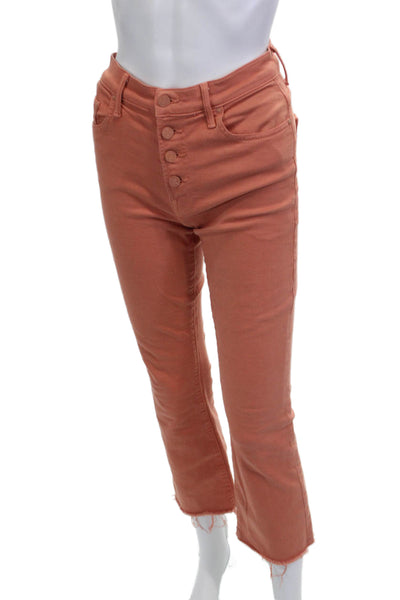 Mother Womens Cropped Ankle Pants Orange Mid-Rise 60% Cupro Size 27