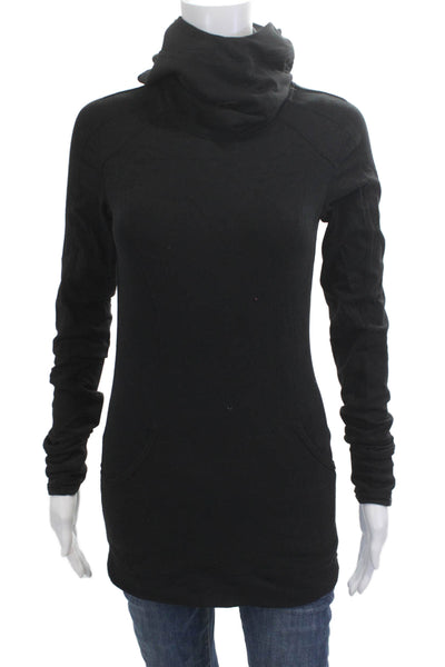 Lululemon Womens Tunic Hoodie Black Cotton High Neck Long Sleeve Size S