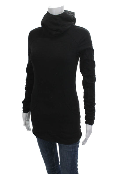 Lululemon Womens Tunic Hoodie Black Cotton High Neck Long Sleeve Size S