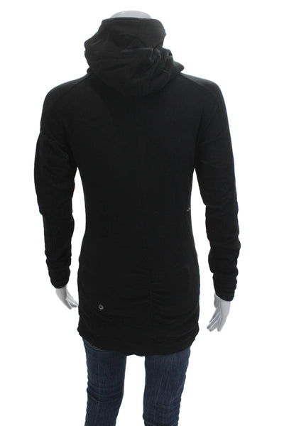 Lululemon Womens Tunic Hoodie Black Cotton High Neck Long Sleeve Size S