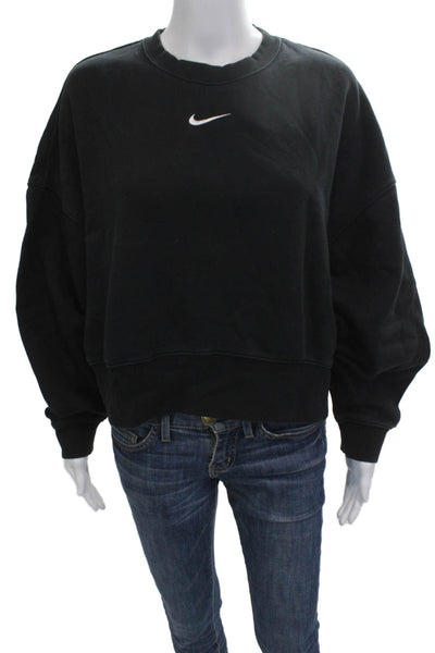 Nike Womens Pullover Sweatshirt Black Cotton Crew Neck Long Sleeve Size S