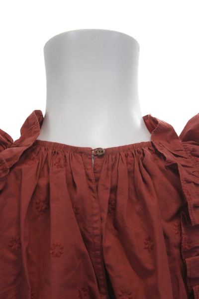 Ulla Johnson Women Bohemian Floral Cotton Button Short Skirt Set Red Size 2