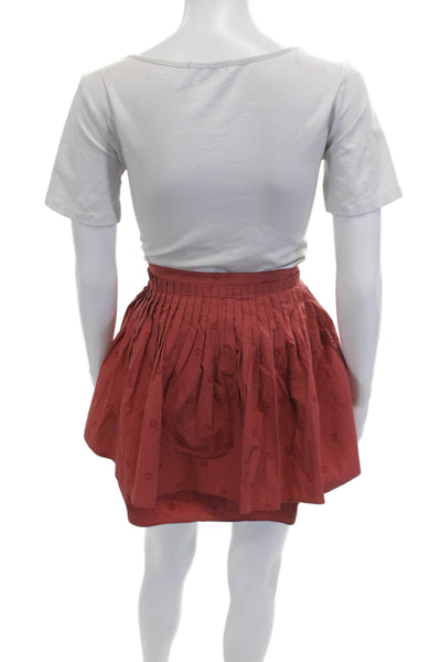 Ulla Johnson Women Bohemian Floral Cotton Button Short Skirt Set Red Size 2