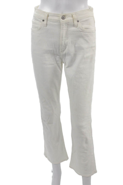 Citizens of Humanity Womens Cropped Straight White Jeans Mid Rise Size 25
