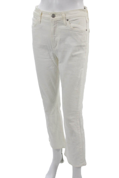 Citizens of Humanity Womens Cropped Straight White Jeans Mid Rise Size 25