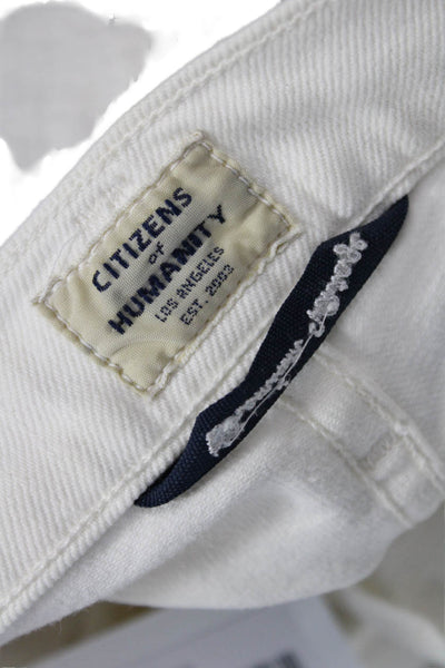 Citizens of Humanity Womens Cropped Straight White Jeans Mid Rise Size 25