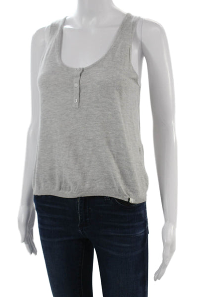 One Grey Day Women Basic Gray Sleeveless Round Neck Tank Size XS