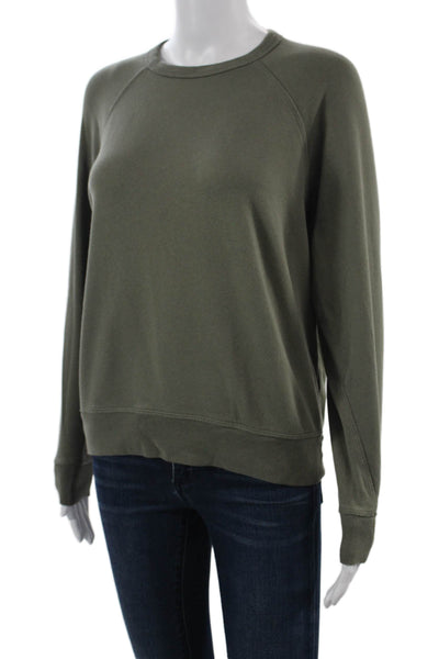Leallo Women Pullover Sweatshirts Green 100% Cotton Long Sleeve Size XS