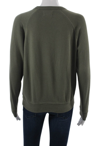 Leallo Women Pullover Sweatshirts Green 100% Cotton Long Sleeve Size XS