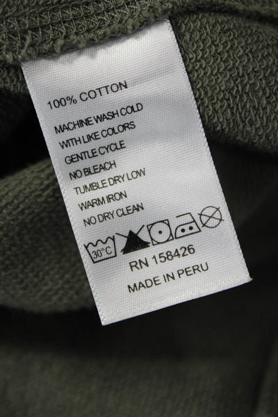 Leallo Women Pullover Sweatshirts Green 100% Cotton Long Sleeve Size XS