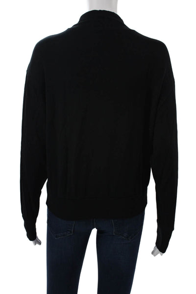Splits59 Women Henley Sweatshirt Black Mock Neck Zip Long Sleeve Size S