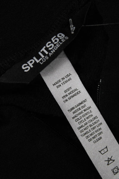 Splits59 Women Henley Sweatshirt Black Mock Neck Zip Long Sleeve Size S