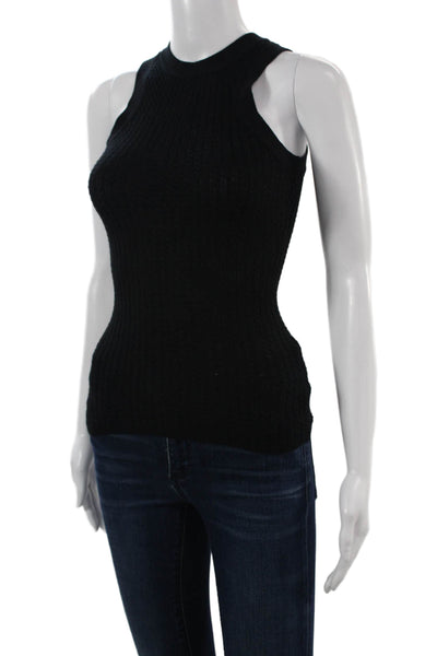 We Wore What Womens Basic High Neck Sleeveless Tank Black Size XS