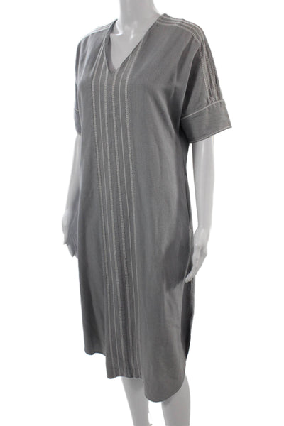 Billy Reid Womens Kaftan Gray Silk V Neck Short Sleeve Size XS