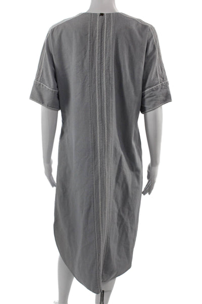 Billy Reid Womens Kaftan Gray Silk V Neck Short Sleeve Size XS