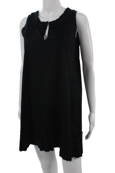 Fourtys Womens Shift Dress Black Cotton Sleeveless Short Classic Size M
