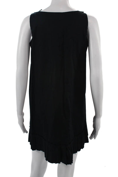 Fourtys Womens Shift Dress Black Cotton Sleeveless Short Classic Size M