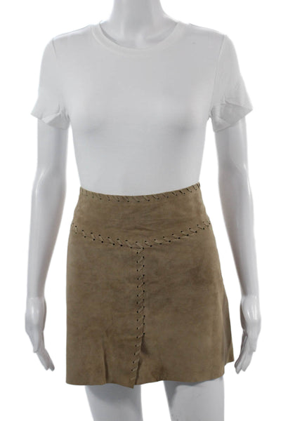 Vent Couvert Womens Mini A-Line Skirt Tan Polyester Rayon Size 40